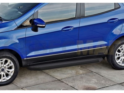 Пороги алюминиевые Rival Black для Ford Ecosport 2014-2018