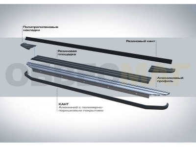 Пороги алюминиевые Rival Black для Lifan X-60 2016-2021
