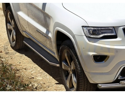 Пороги алюминиевые Rival Premium для Jeep Grand Cherokee 2010-2021