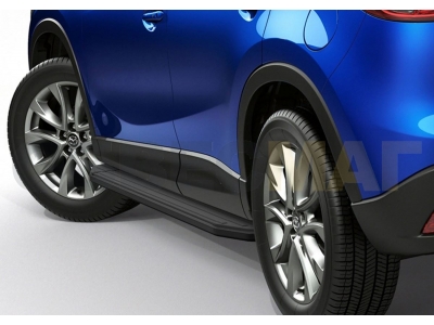 Пороги алюминиевые Rival Black для Mazda CX-5 2011-2017
