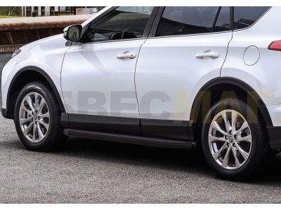 Пороги алюминиевые Rival Black для Toyota RAV4 2013-2019