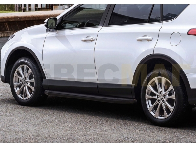 Пороги алюминиевые Rival Black для Toyota RAV4 2015-2019