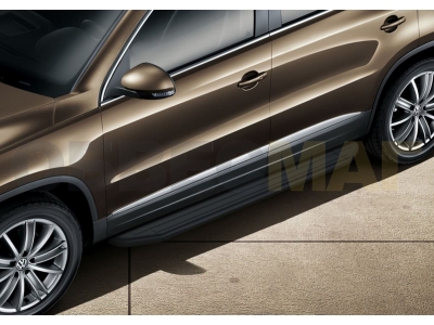 Пороги алюминиевые Rival Black для Volkswagen Tiguan 2007-2016