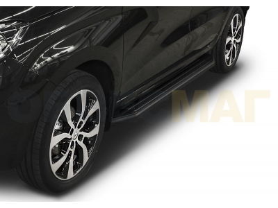 Пороги алюминиевые Rival Black для Lada XRay 2016-2021