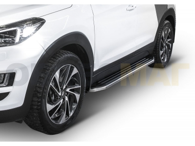 Пороги алюминиевые Rival Premium для Hyundai Tucson/Kia Sportage 2016-2021