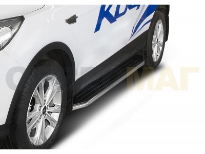 Пороги алюминиевые Rival Premium для Ford Kuga 2013-2021