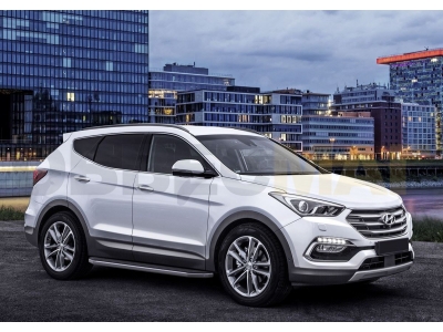 Пороги алюминиевые Rival Premium для Hyundai Santa Fe/Santa Fe Premium 2012-2018