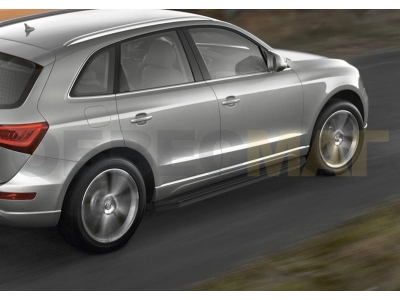 Пороги алюминиевые Rival Black для Audi Q5 2008-2016