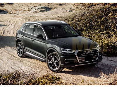 Пороги алюминиевые Rival Black для Audi Q5 2016-2021