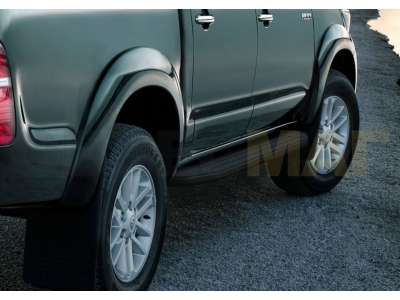 Пороги алюминиевые Rival Black для Toyota Hilux 2005-2015