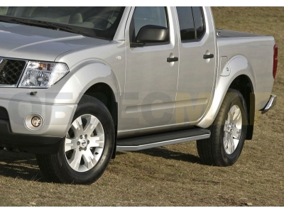 Пороги алюминиевые Rival Premium для Nissan Navara 2005-2015