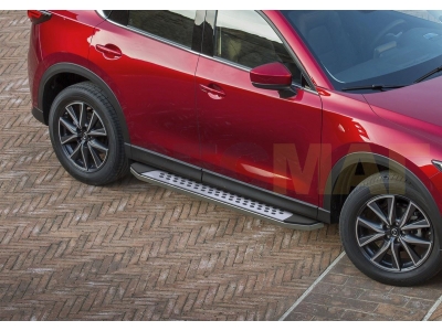 Пороги алюминиевые Rival BMW-Style овальные для Mazda CX-5 2017-2021
