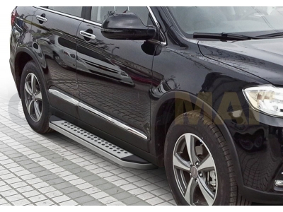 Пороги алюминиевые Rival BMW-Style овальные для Haval H6 2014-2020