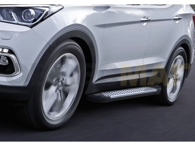 Пороги алюминиевые Rival BMW-Style для Hyundai Santa Fe/Santa Fe Premium 2012-2018