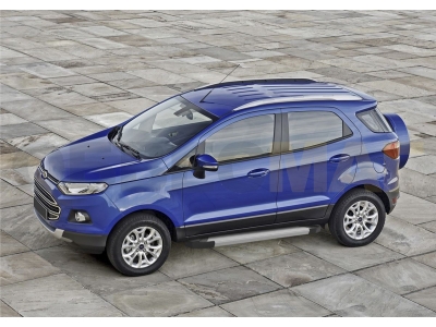 Пороги алюминиевые Rival Silver New для Ford Ecosport 2014-2018