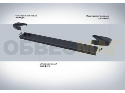 Пороги алюминиевые Rival Black New для Kia Sorento 2012-2020