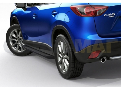 Пороги алюминиевые Rival Black New для Mazda CX-5 2011-2017
