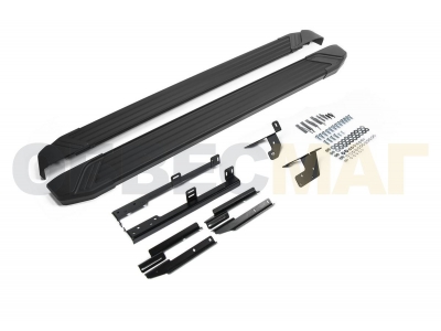 Пороги алюминиевые Rival Black New для Nissan Qashqai/Qashqai +2/X-Trail T31 2007-2015
