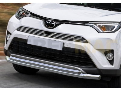 Накладка решетки радиатора верхняя 10 мм для авто с передней камерой Rival для Toyota RAV4 2015-2019