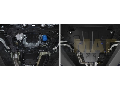 Защита картера, КПП и РК Rival для 2,0T и 3,3T сталь 2 мм на 4х4 для Hyundai Genesis/Kia Stinger 2018-2021