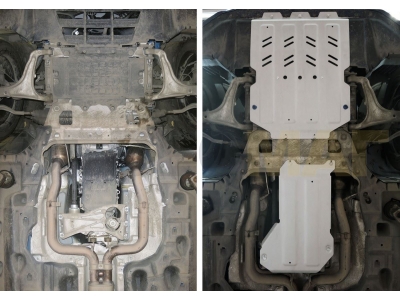 Комплект защиты Rival для картера, КПП, РК из 2 частей, алюминий 4 мм для Maserati Levante 2016-2021