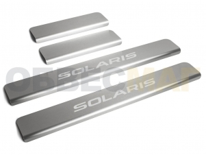Накладки порогов Rival с надписью 4 штуки для Hyundai Solaris № NP.2301.3