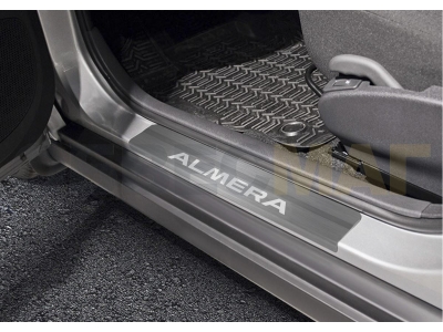 Накладки порогов Rival с надписью 4 штуки для Nissan Almera 2013-2018