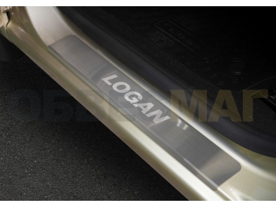 Накладки порогов Rival с надписью 4 штуки для Renault Logan 2015-2021
