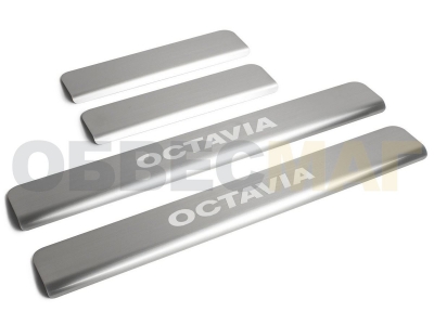 Накладки порогов Rival с надписью 4 штуки для Skoda Octavia A7 № NP.5105.3