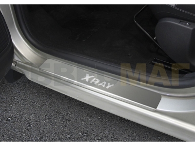 Накладки порогов Rival с надписью 4 штуки для Lada XRay 2016-2021