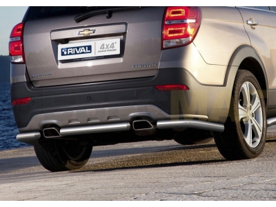 Защита заднего бампера короткая 57 мм Rival для Chevrolet Captiva 2011-2013
