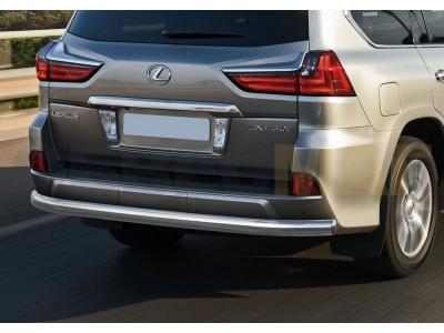 Защита заднего бампера овальная 75х42 мм Rival для Lexus LX-570/450d 2015-2021