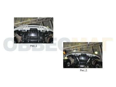 Защита передняя двойная с накладками 76-57 мм Rival для Nissan Patrol 2014-2021