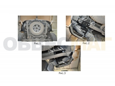 Защита задняя двойные уголки 76-42 мм Rival для Toyota Land Cruiser Prado 150 2009-2017