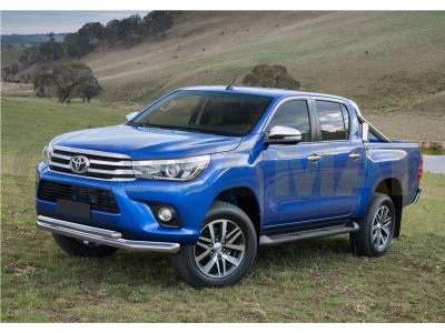 Защита передняя двойная 76-57 мм Rival для Toyota Hilux 2015-2021