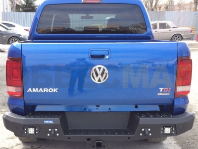 Бампер силовой Rival задний черный без ПТФ алюминий 4 мм для Volkswagen Amarok № D.5801.1-NL