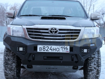 Бампер силовой Rival передний черный без ПТФ алюминий 6 мм для Toyota Hilux Vigo № D.5707.1.B-NL