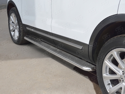 Пороги с площадкой нержавеющий лист 42 мм РусСталь для Ford Explorer 2015-2017