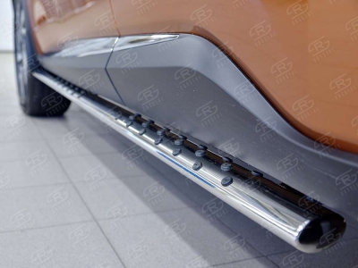 Пороги труба овальная с проступью 75х42 мм РусСталь для Nissan Murano 2016-2021