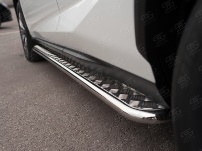 Пороги с площадкой алюминиевый лист 42 мм вариант 1 РусСталь для Lexus NX-200 2014-2021