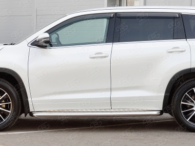 Пороги с площадкой алюминиевый лист 63 мм вариант 2 РусСталь для Toyota Highlander 2017-2020