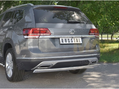 Защита заднего бампера овальная 75х42 мм дуга для Volkswagen Teramont 2018-2021