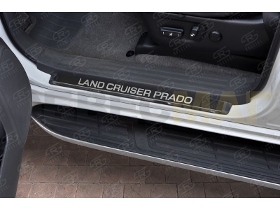 Накладки на пороги РусСталь карбон с надписью для Toyota Land Cruiser Prado 150 2009-2021