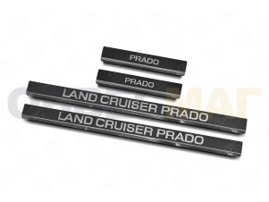 Накладки на пороги РусСталь карбон с надписью для Toyota Land Cruiser Prado 150 № LCPR09-06