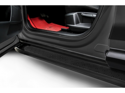 Пороги алюминиевые "Standart Black" 1450 черные Chevrolet Niva Bertone (2009-2020)