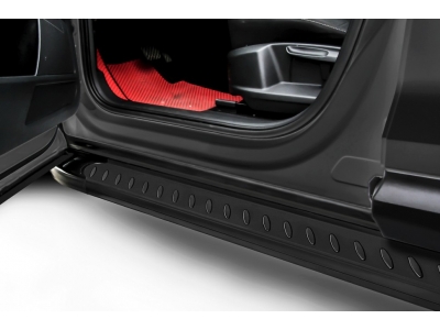 Пороги алюминиевые "Prestige Black" 1800 черные Hyundai Grand Santa-Fe (2012-2016)