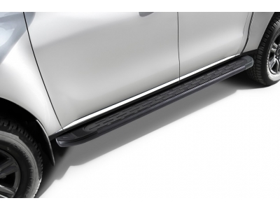 Пороги алюминиевые "Premium Black" 1800 черные Mitsubishi L-200 (2018-2022) Slitkoff