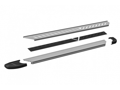 Пороги алюминиевые "Elite Silver" 1700 серебристые Lada Xray (2015-2022) Slitkoff