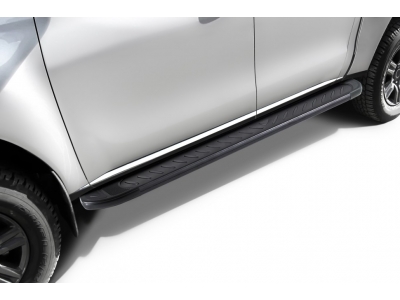 Пороги алюминиевые "Elite Black" 1800 черные Mitsubishi L-200 (2018-2022) Slitkoff