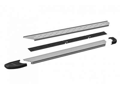 Пороги алюминиевые "Premium Silver" 1800 серебристые Lada Vesta SW Cross (2015-2022)